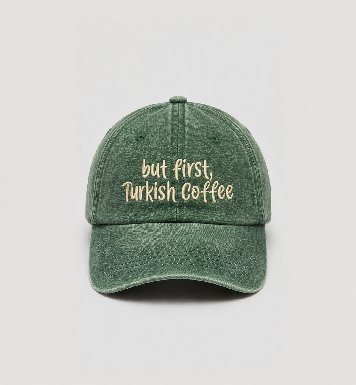 Düz yıkamalı Şapka/ But first Turkish Coffee-Yeşil