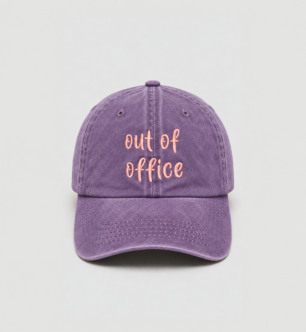 Düz yıkamalı Şapka/ Out Of Office- Mor