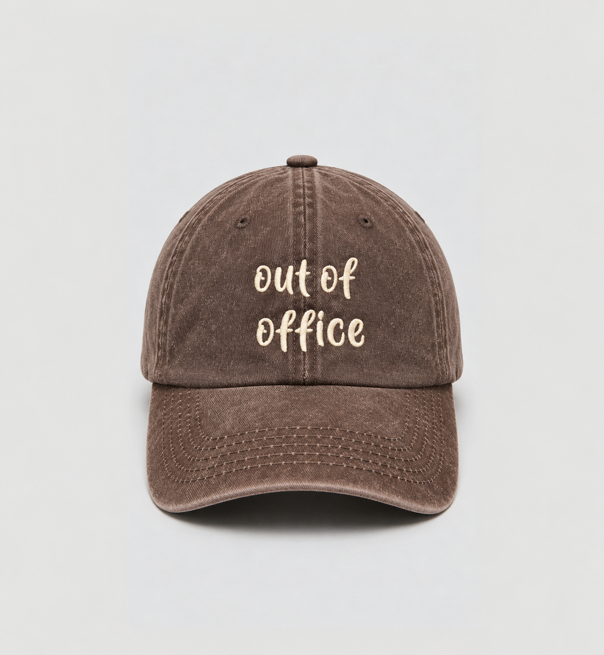 Düz yıkamalı Şapka/ Out Of Office- Kahverengi