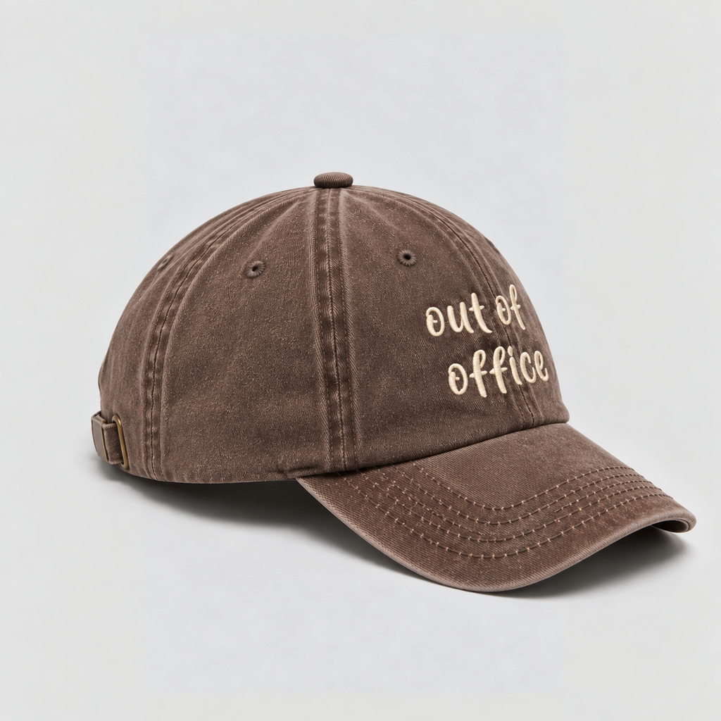 Düz yıkamalı Şapka/ Out Of Office- Kahverengi