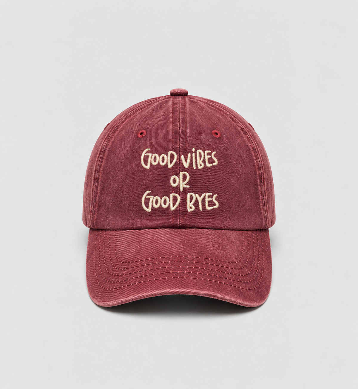 Düz yıkamalı Şapka/ Good Vibes or Good Byes-Bordo