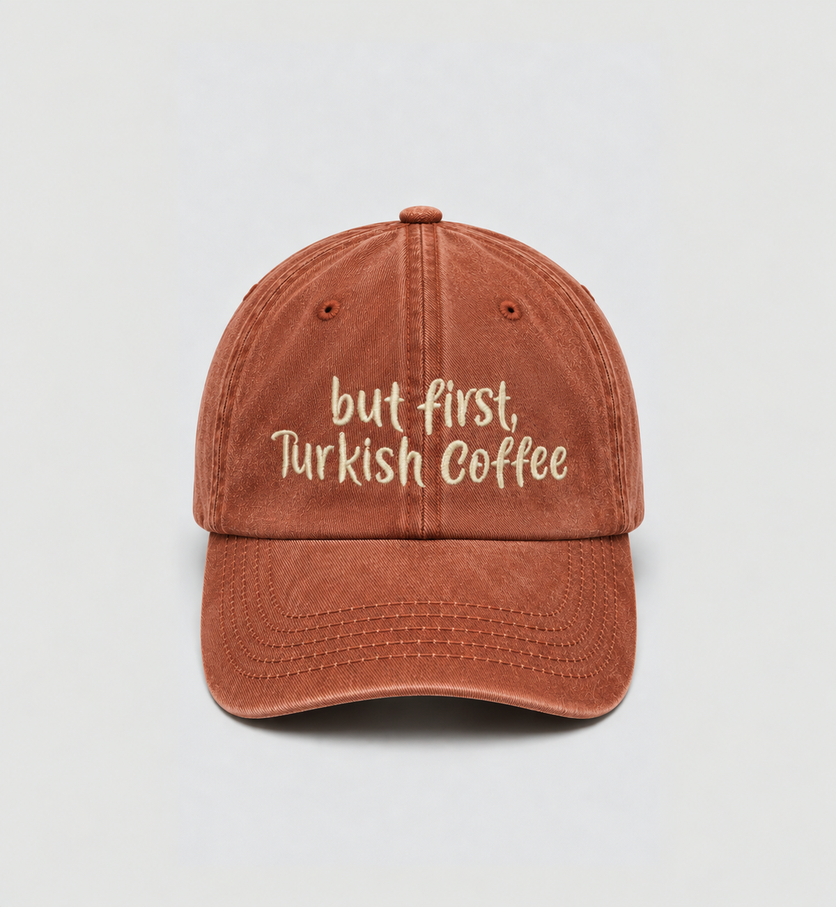 Düz yıkamalı Şapka/ But first Turkish Coffee-Turuncu