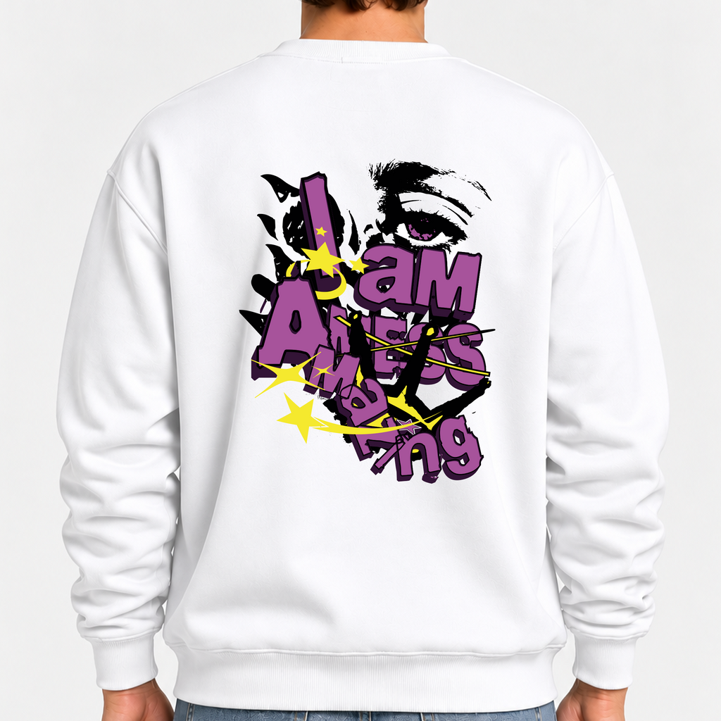 TOBU Unisex / Regular Şardonlu Sweatshirt / I am Amazing