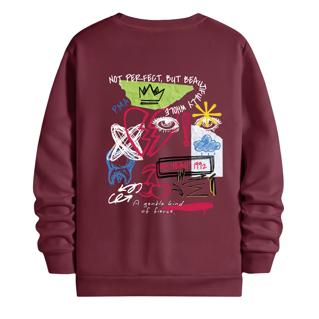 TOBU Unisex / Regular Şardonlu Sweatshirt / Not Perfect