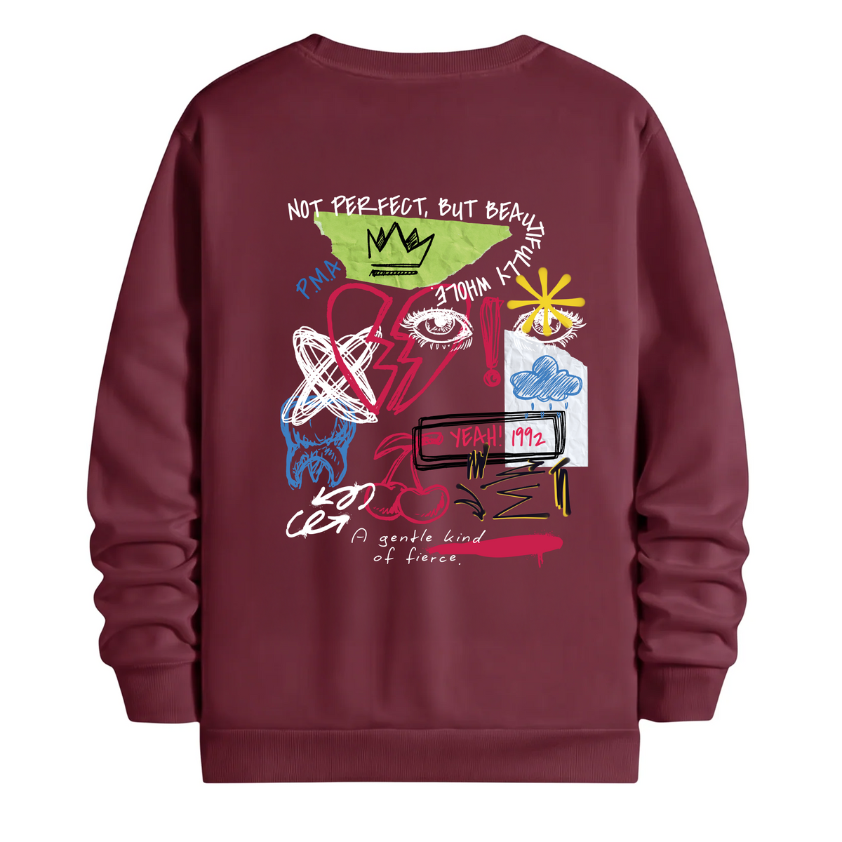 TOBU Unisex / Regular Şardonlu Sweatshirt / Not Perfect