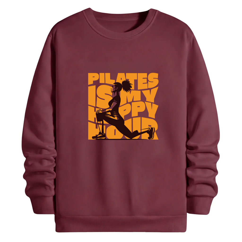 TOBU Unisex / Regular Şardonlu Sweatshirt / Pilates is my Happy Hour
