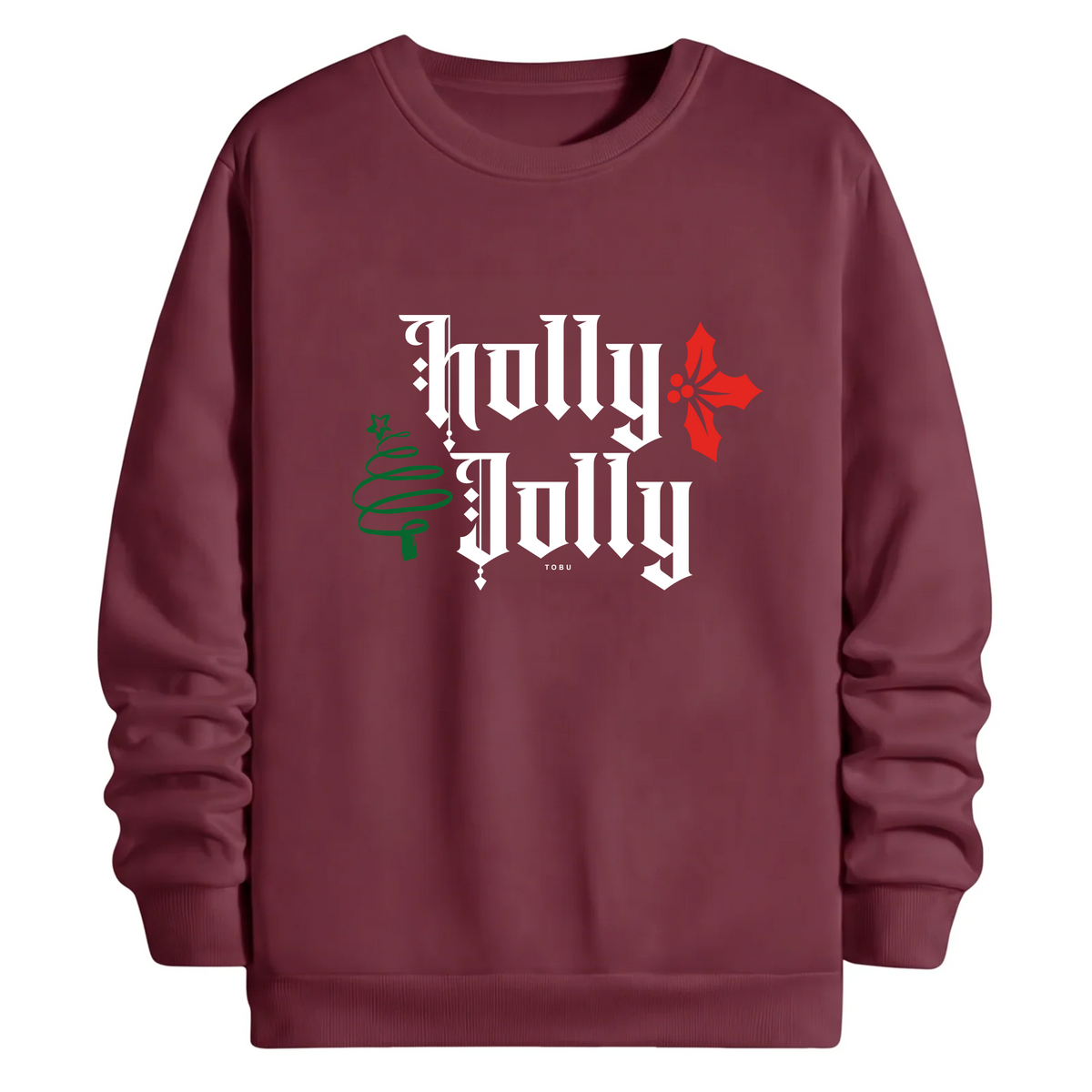 TOBU Unisex / Regular Şardonlu Sweatshirt / Holly Jolly