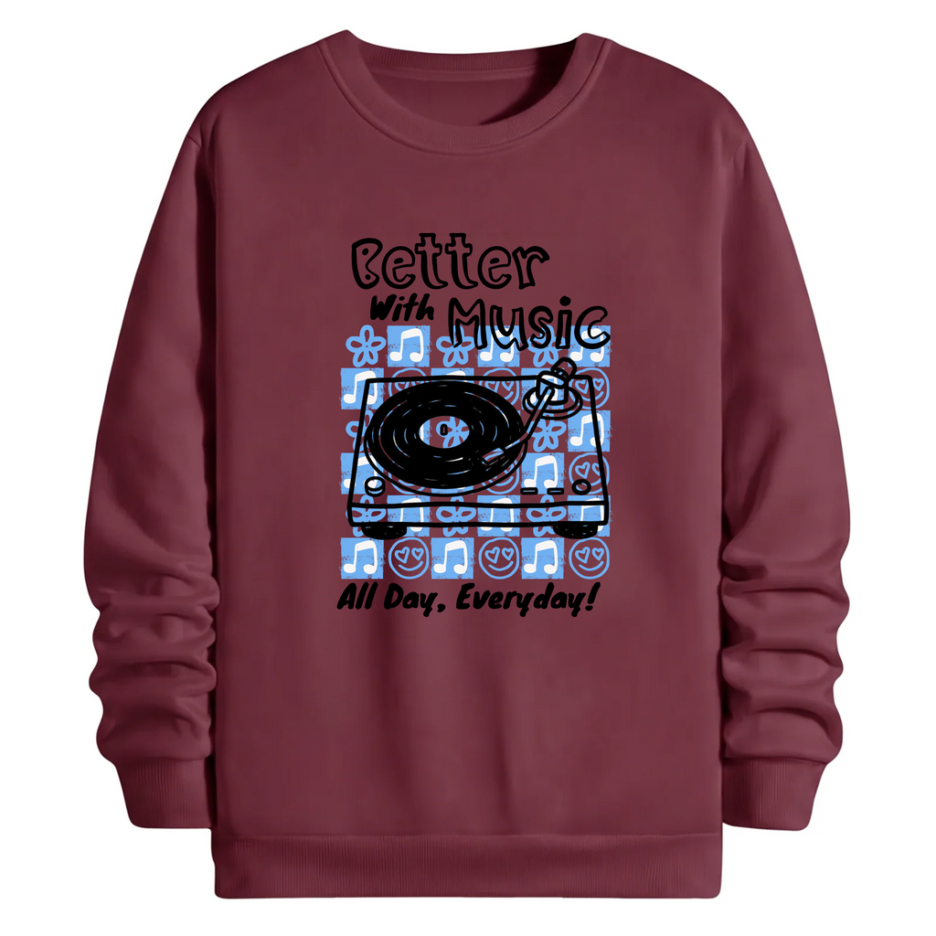 TOBU Unisex / Regular Şardonlu Sweatshirt / Better with Music