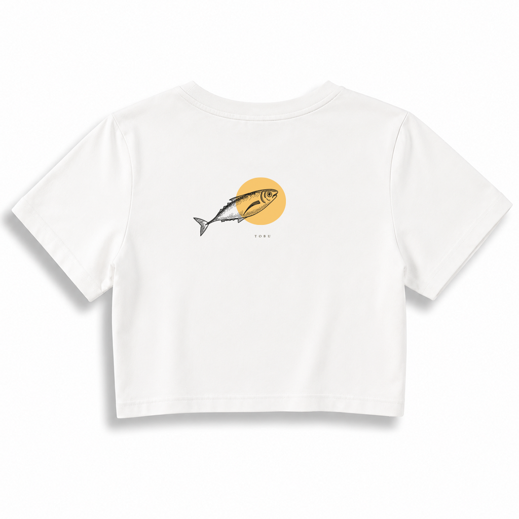 Kadın Crop T-shirt / Yellow Fish