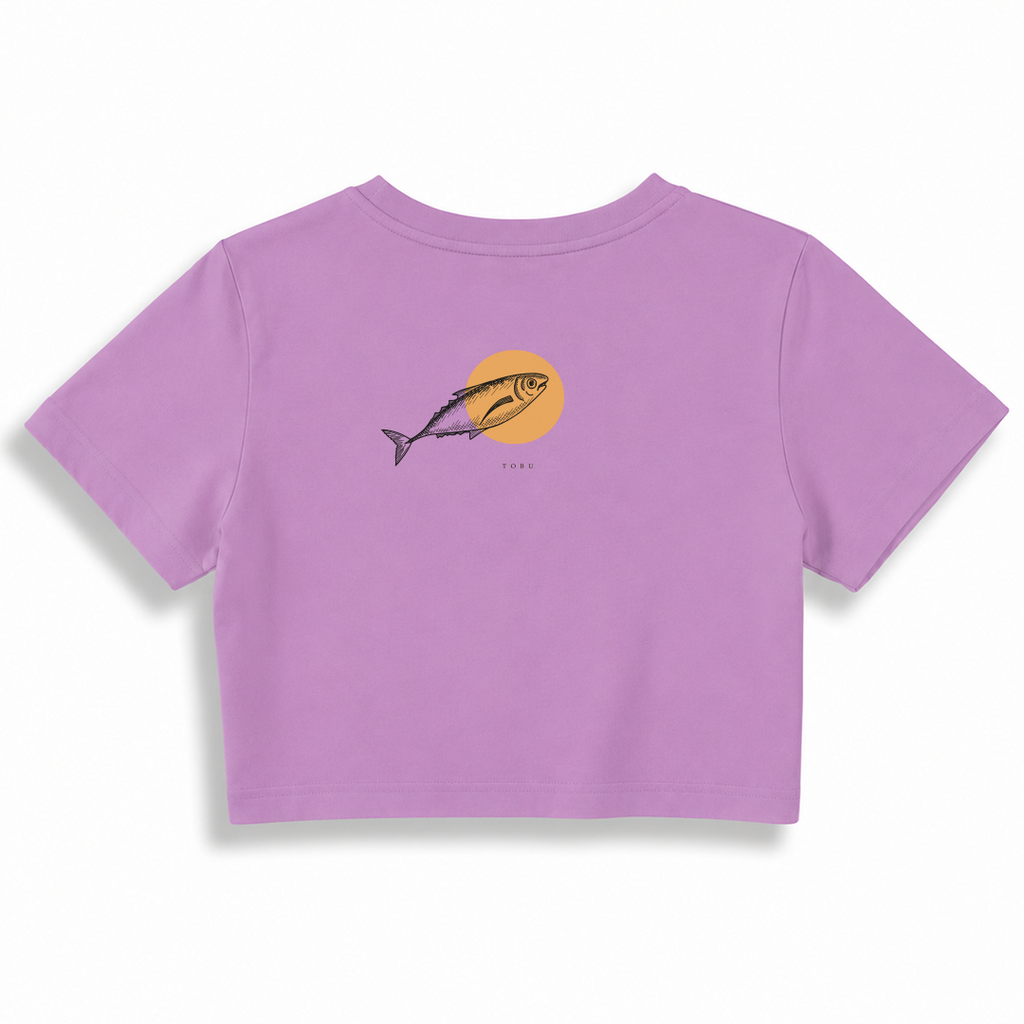Kadın Crop T-shirt / Yellow Fish