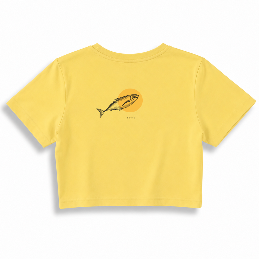 Kadın Crop T-shirt / Yellow Fish