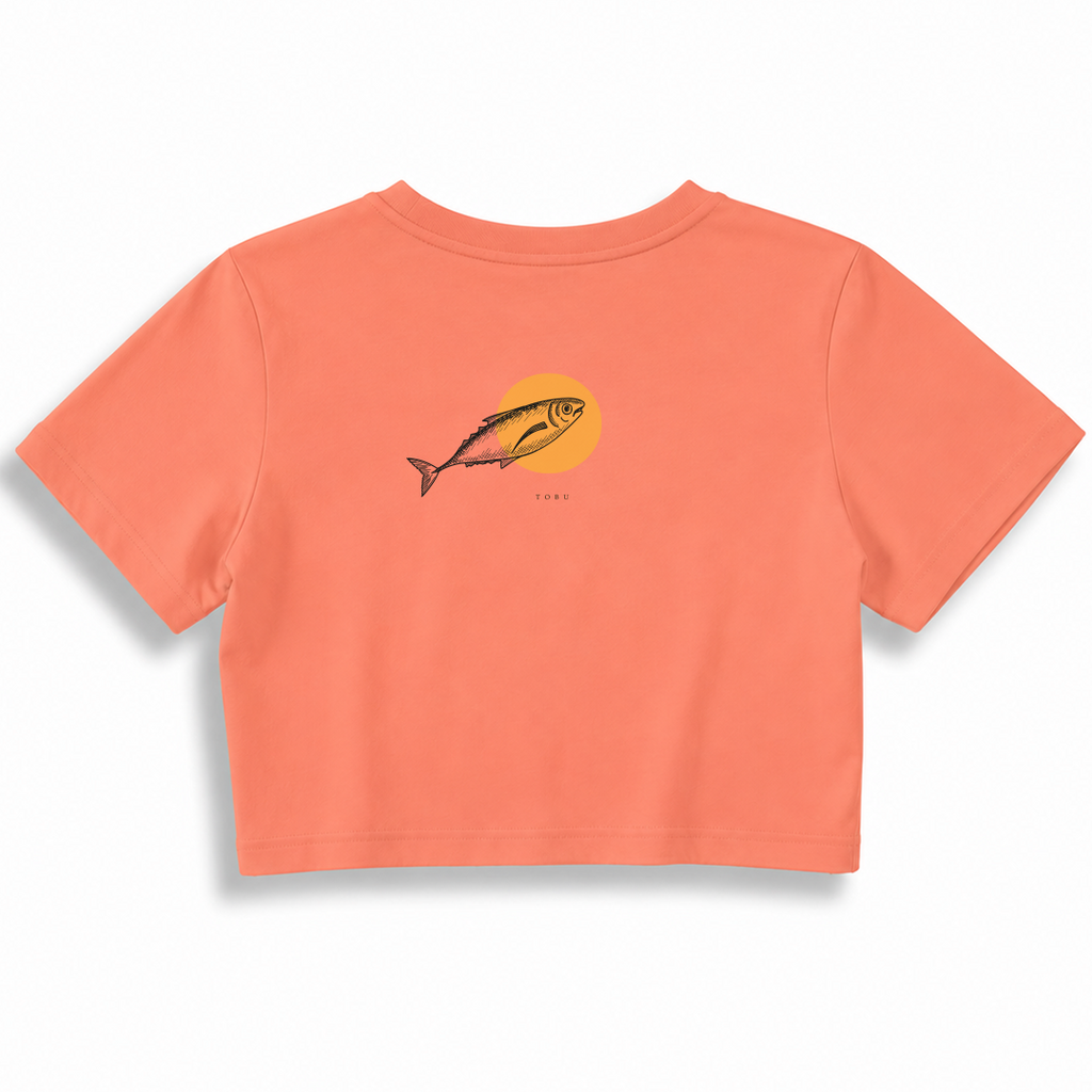 Kadın Crop T-shirt / Yellow Fish