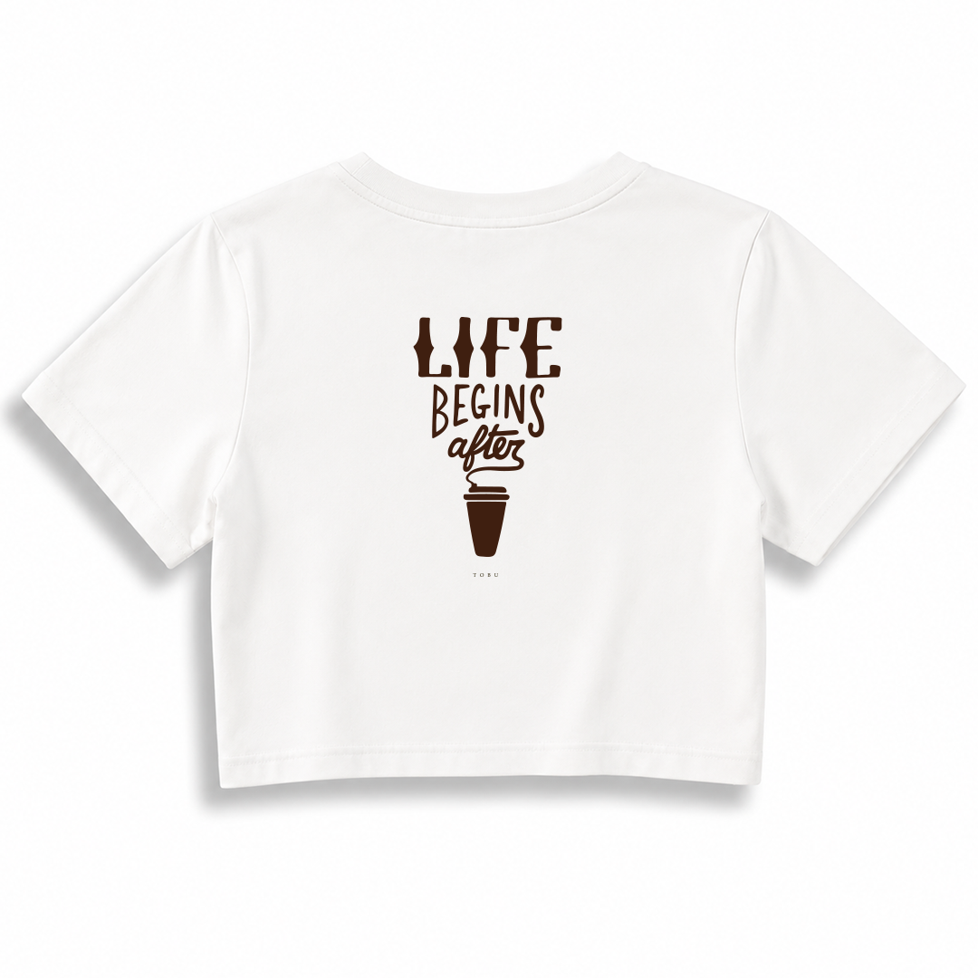 Kadın Crop T-shirt / Coffee time
