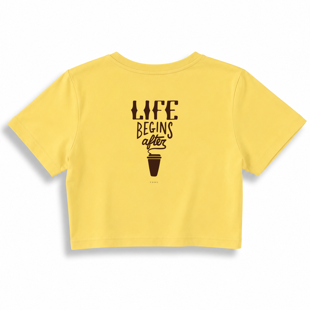 Kadın Crop T-shirt / Coffee time