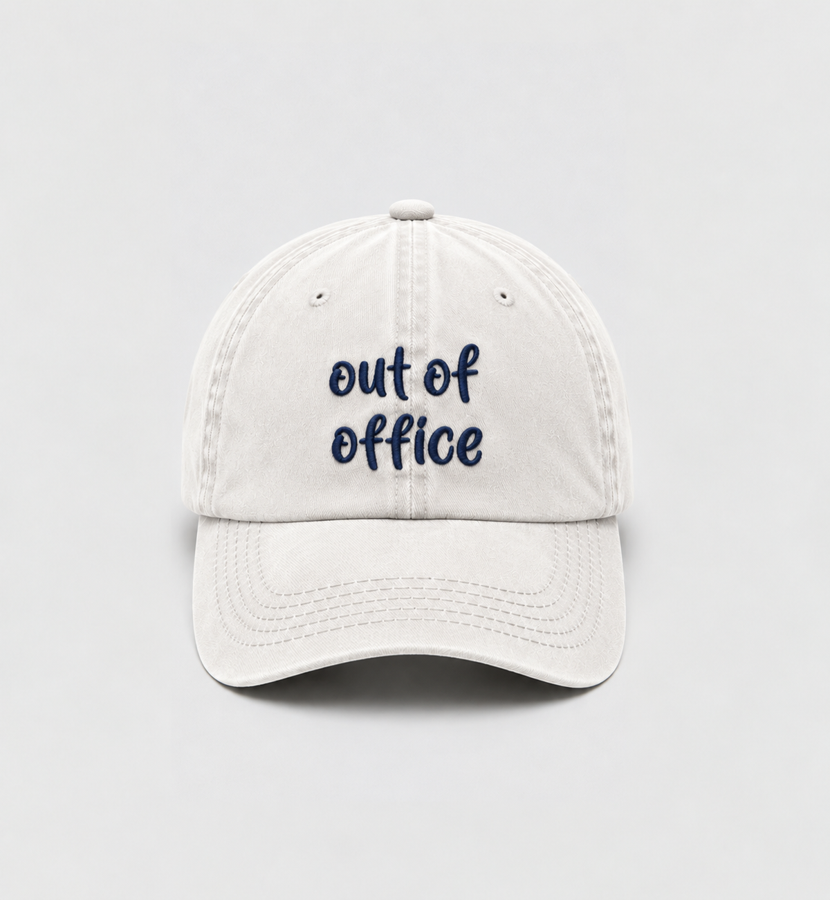 Düz yıkamalı Şapka/ Out Of Office- Beyaz