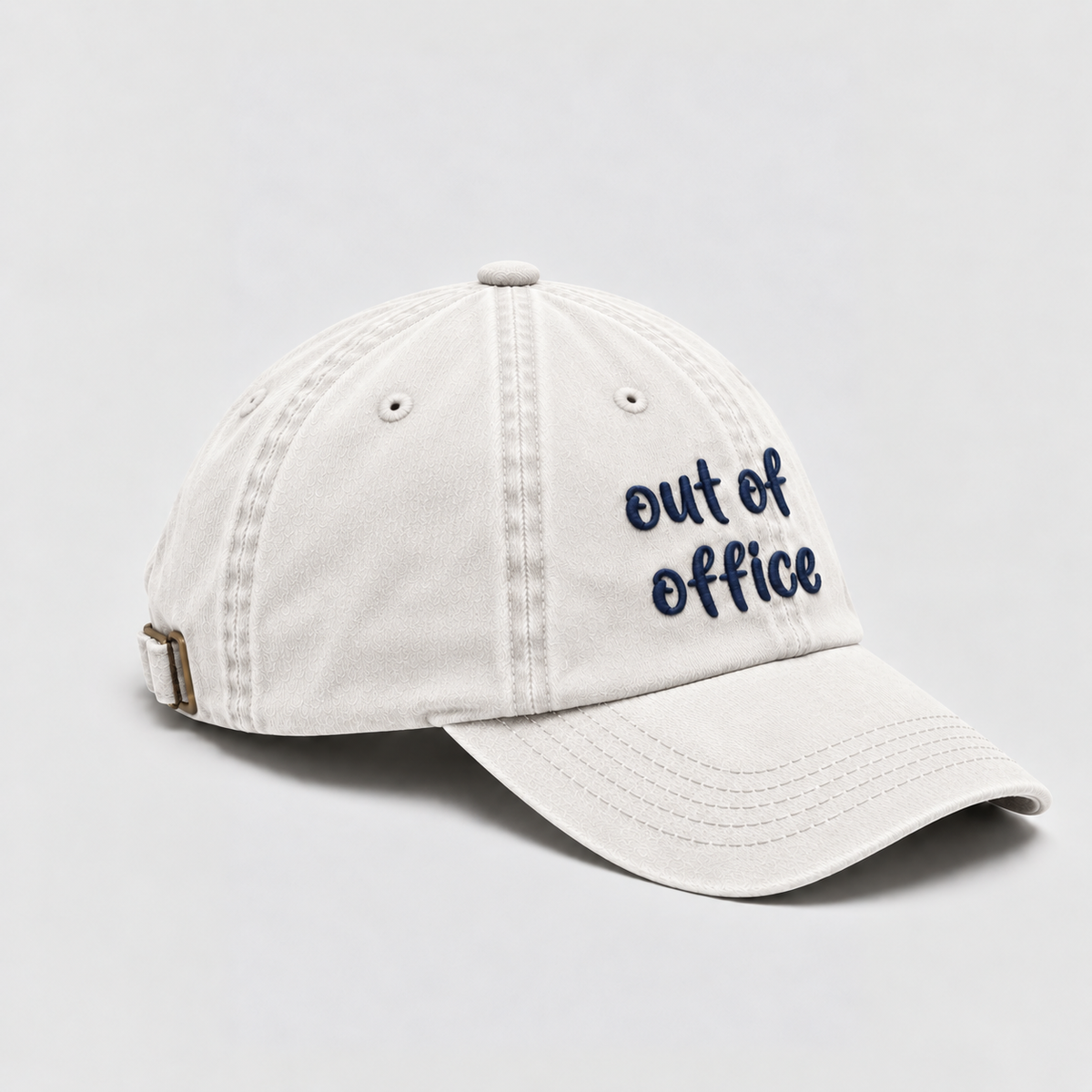 Düz yıkamalı Şapka/ Out Of Office- Beyaz