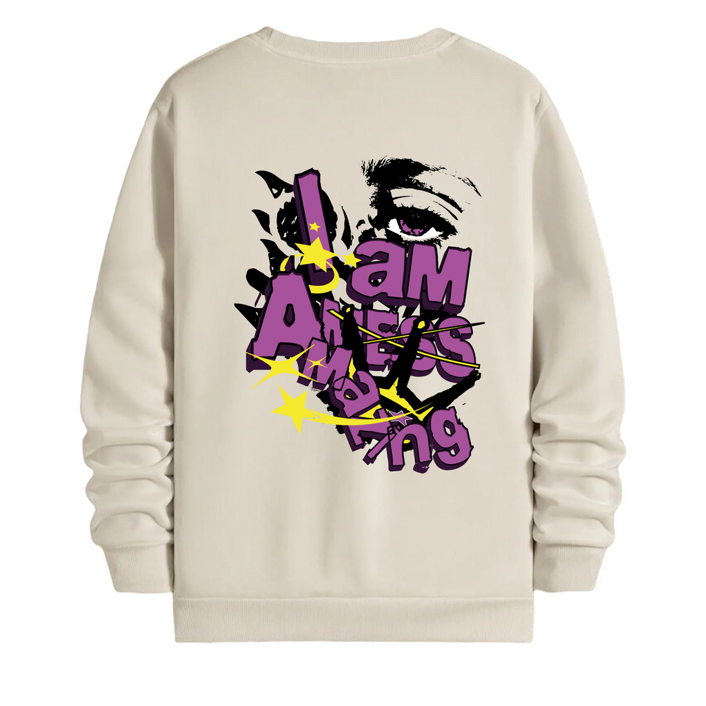 TOBU Unisex / Regular Şardonlu Sweatshirt / I am Amazing