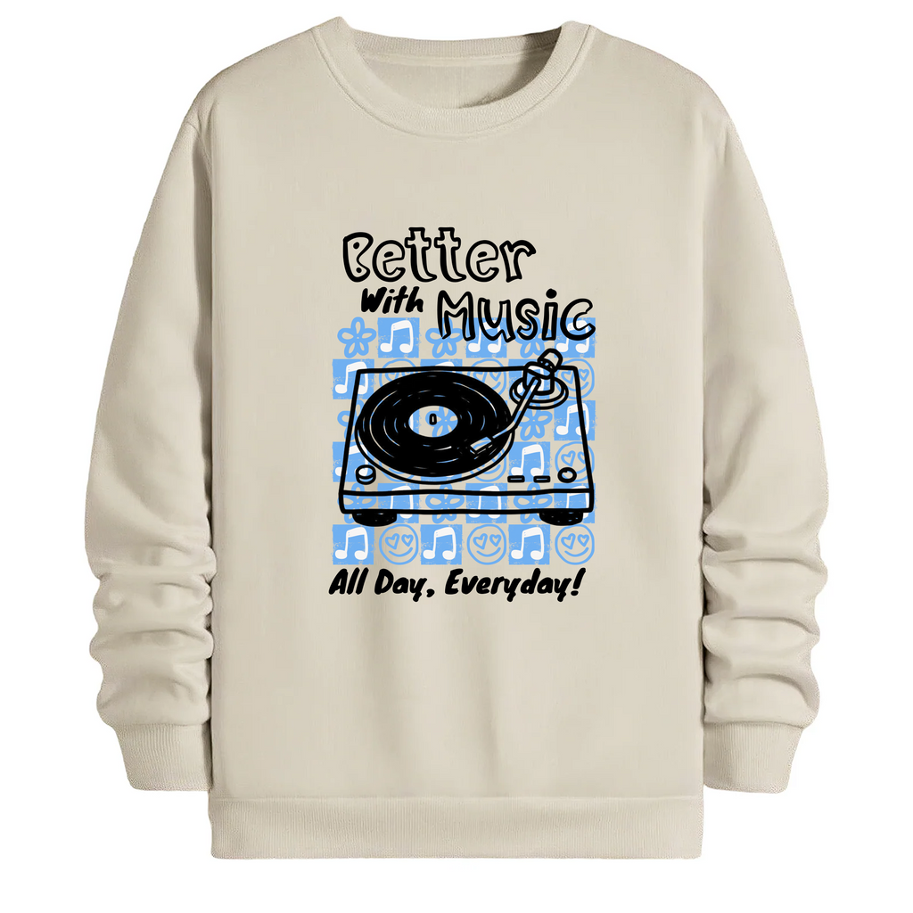 TOBU Unisex / Regular Şardonlu Sweatshirt / Better with Music