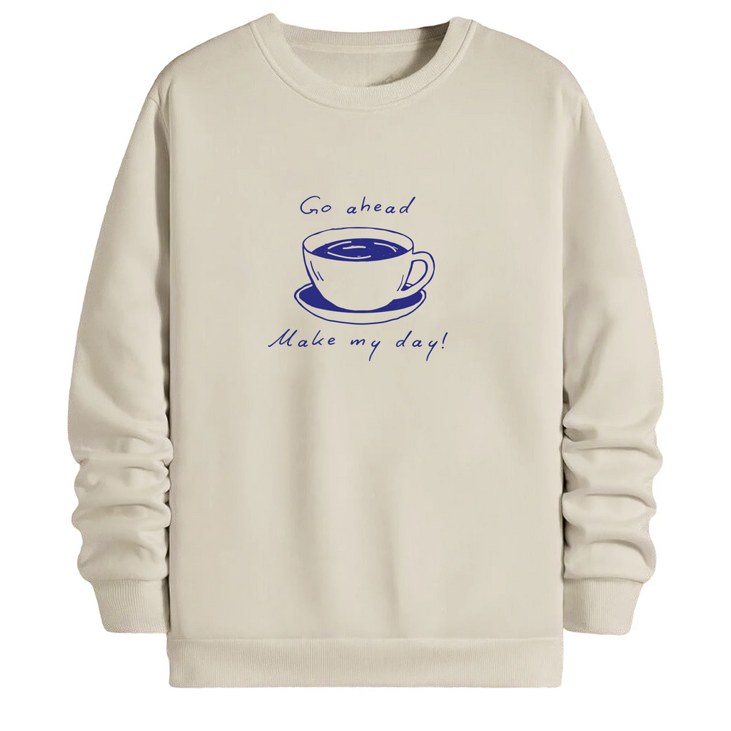 TOBU Unisex / Regular Şardonlu Sweatshirt / Make my day!