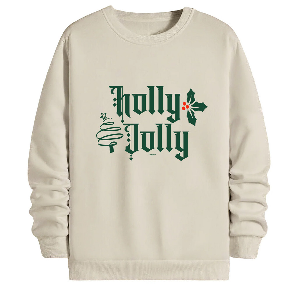 TOBU Unisex / Regular Şardonlu Sweatshirt / Holly Jolly