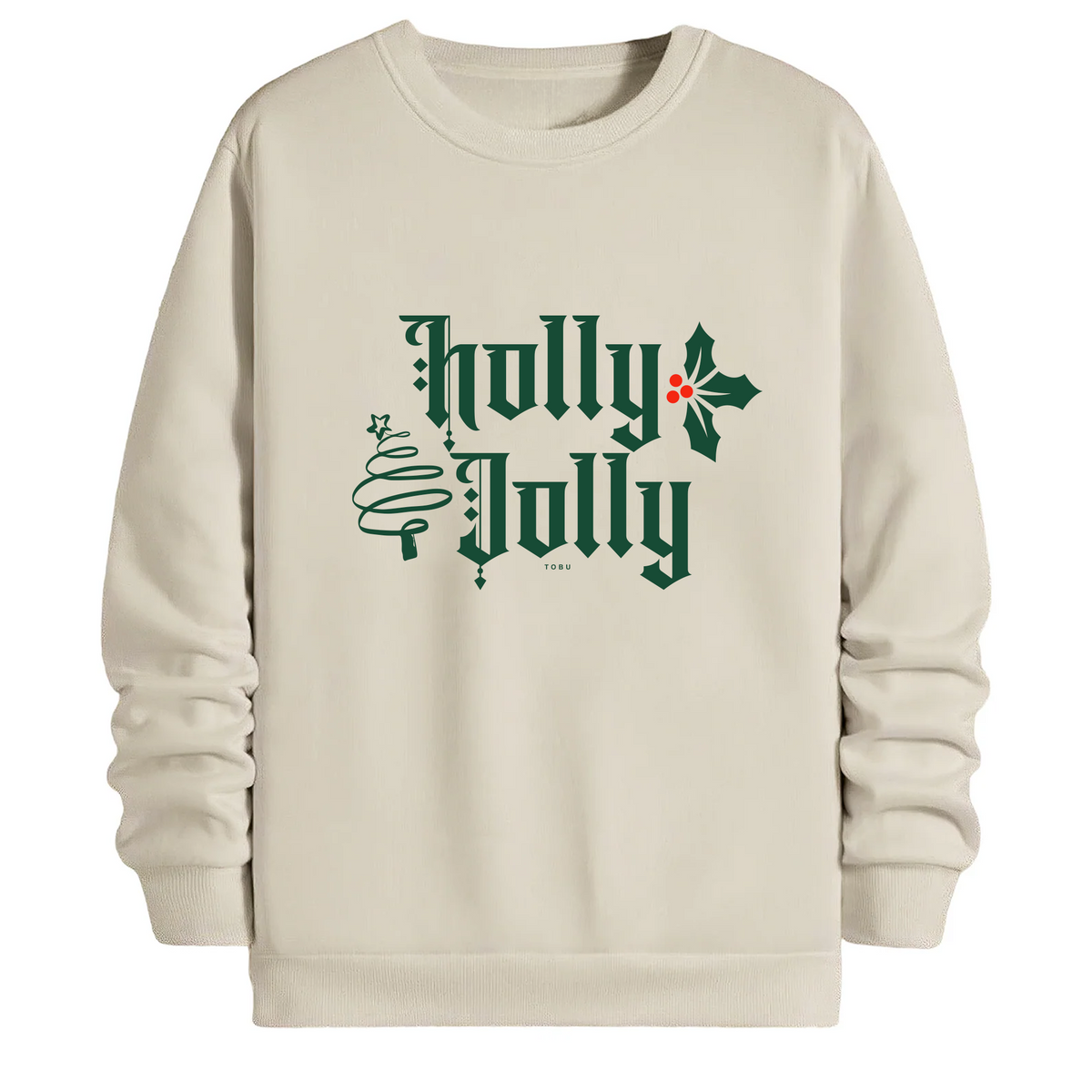 TOBU Unisex / Regular Şardonlu Sweatshirt / Holly Jolly