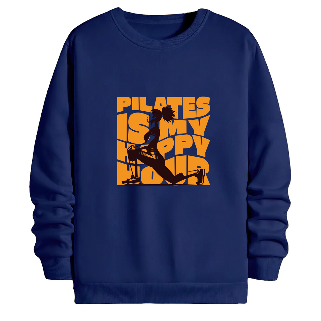 TOBU Unisex / Regular Şardonlu Sweatshirt / Pilates is my Happy Hour