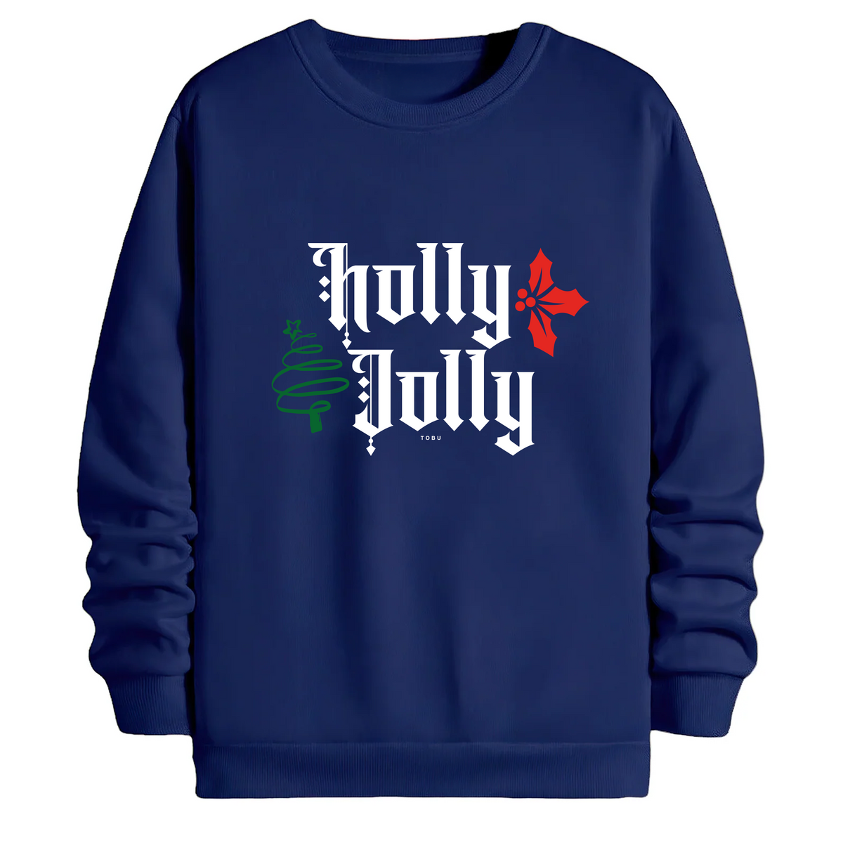 TOBU Unisex / Regular Şardonlu Sweatshirt / Holly Jolly