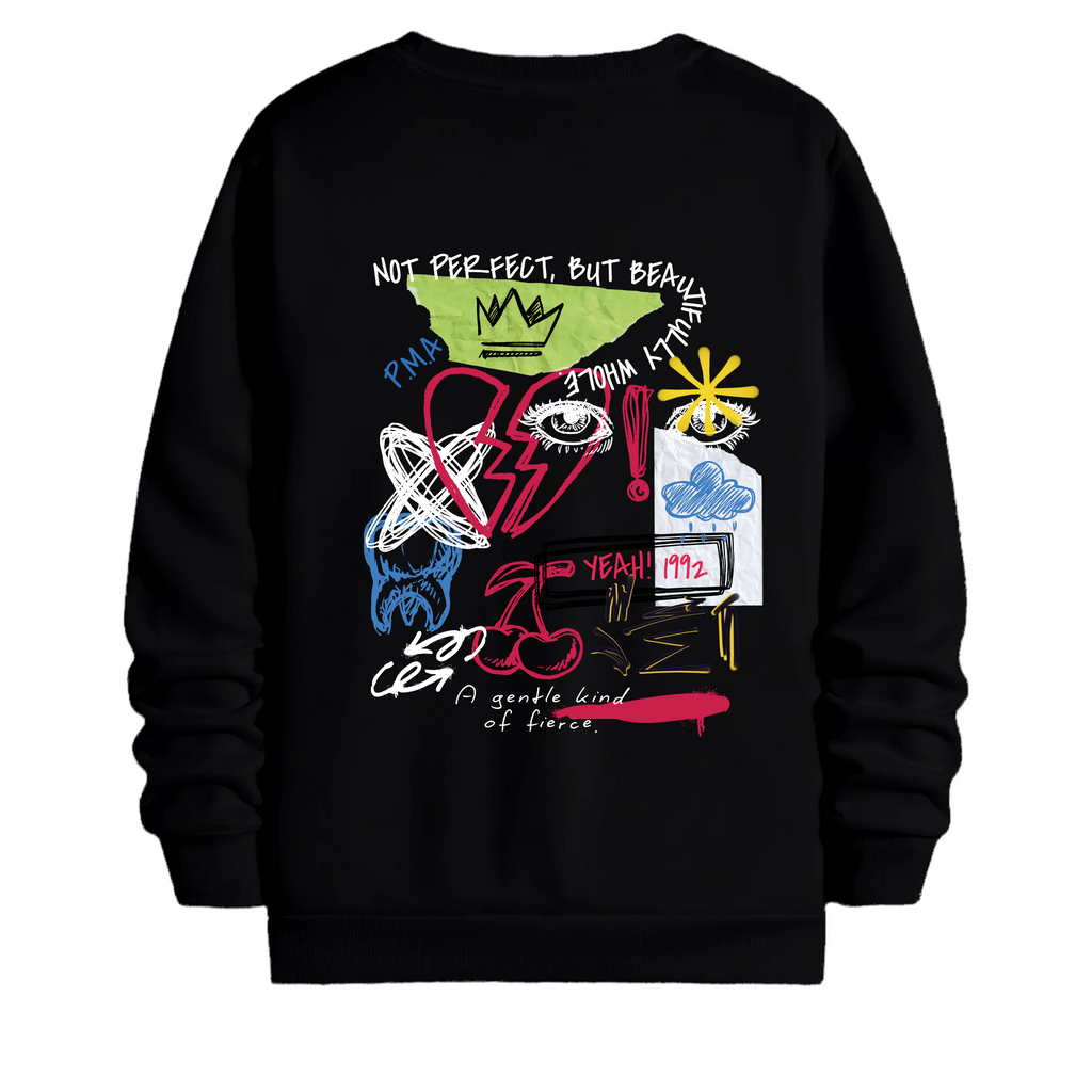 TOBU Unisex / Regular Şardonlu Sweatshirt / Not Perfect