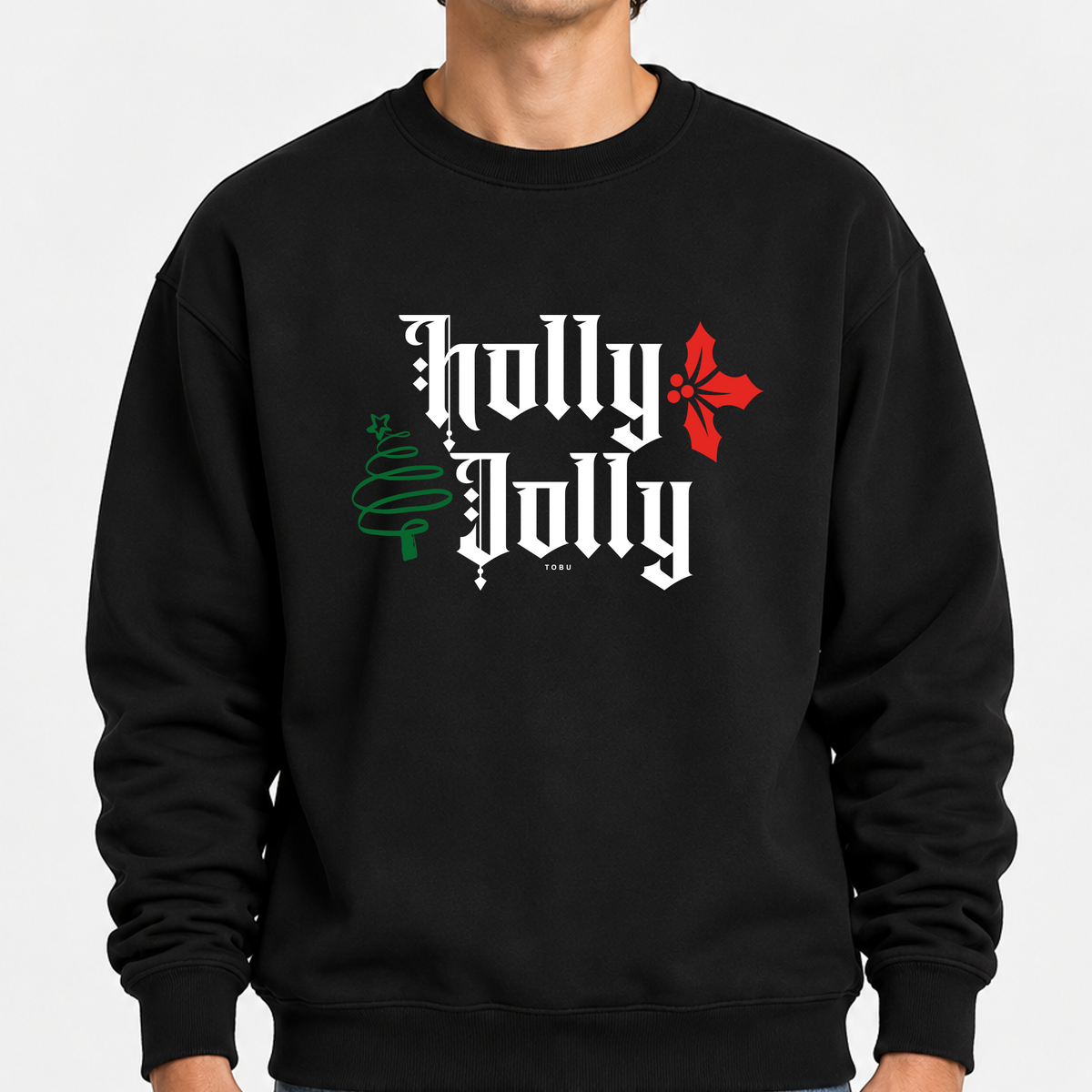 TOBU Unisex / Regular Şardonlu Sweatshirt / Holly Jolly