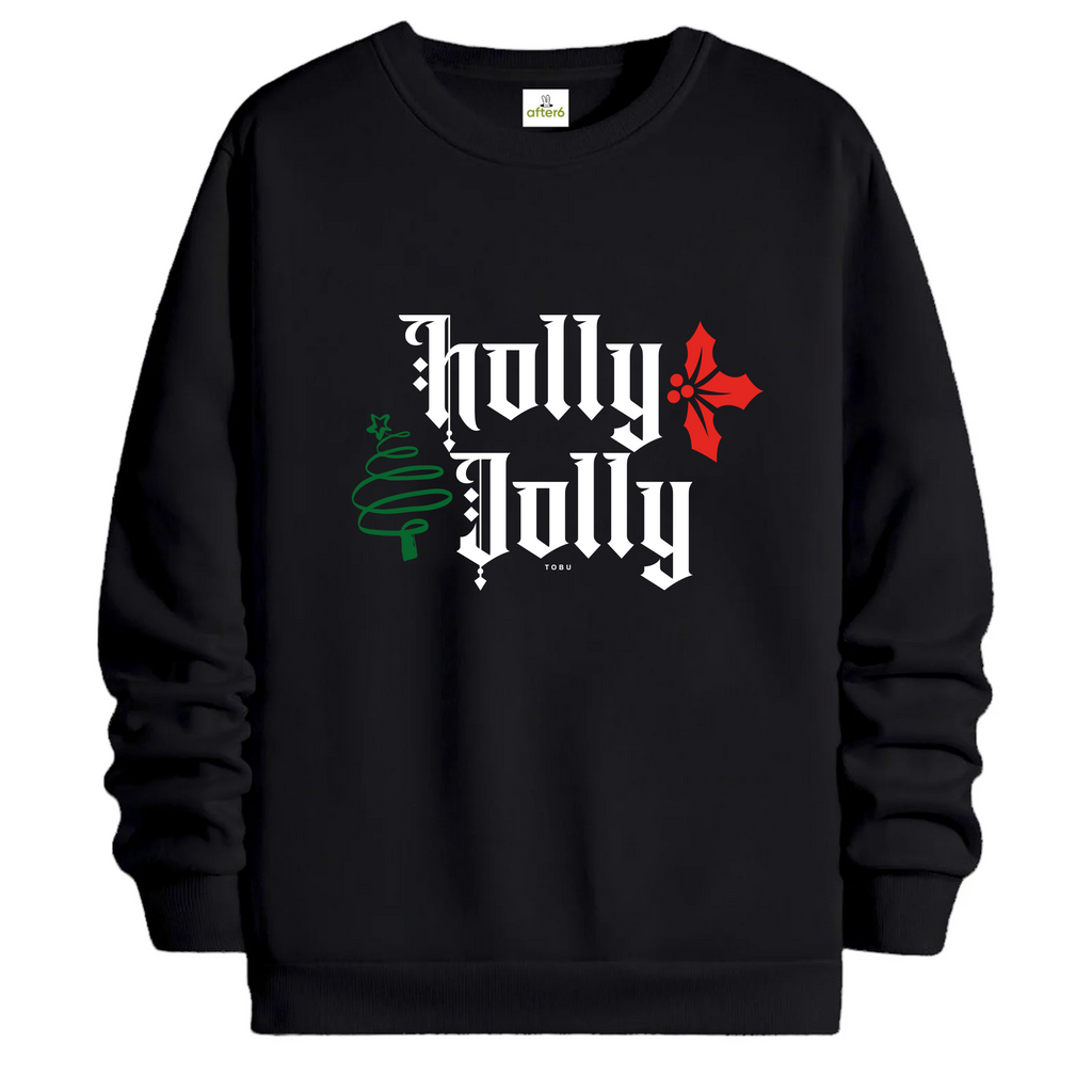 TOBU Unisex / Regular Şardonlu Sweatshirt / Holly Jolly