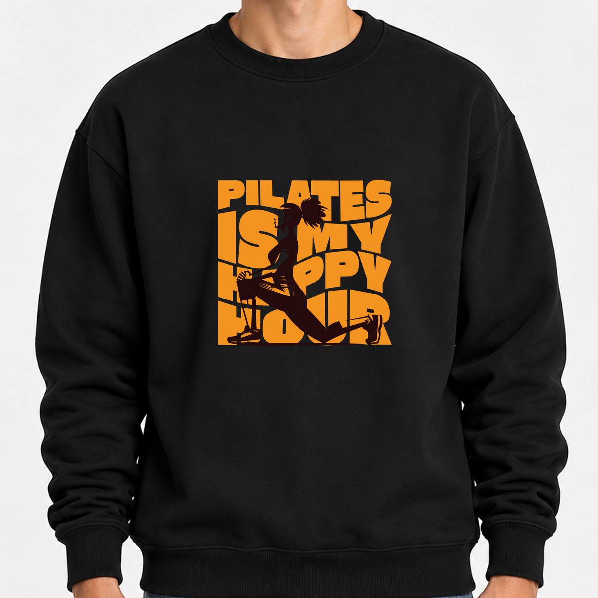 TOBU Unisex / Regular Şardonlu Sweatshirt / Pilates is my Happy Hour