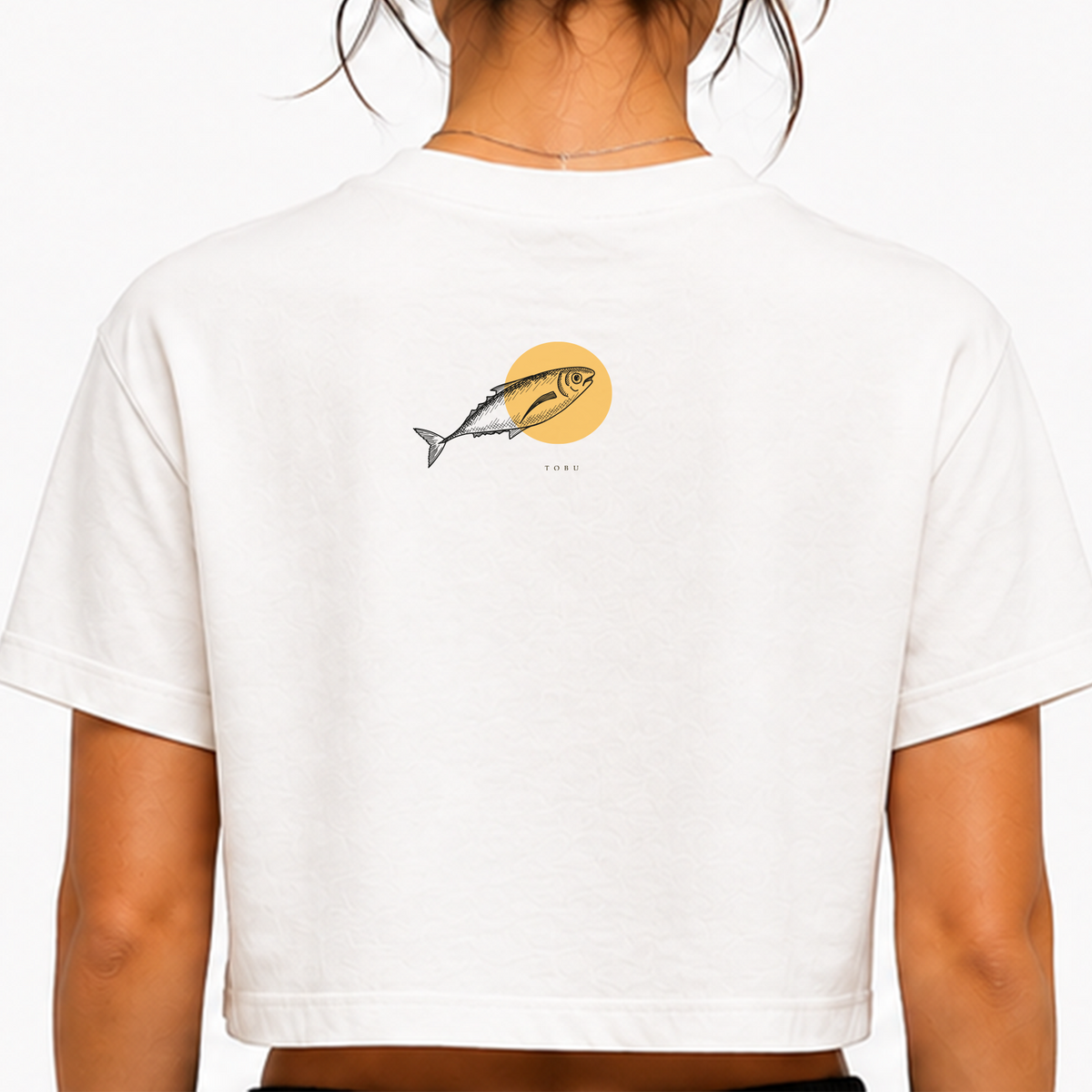 Kadın Crop T-shirt / Yellow Fish