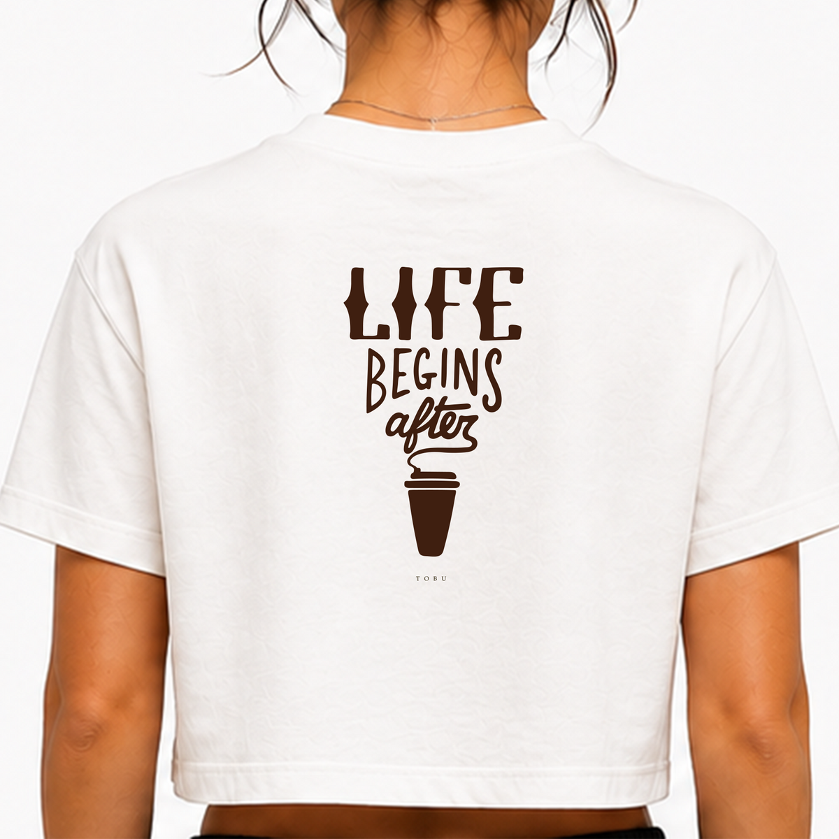 Kadın Crop T-shirt / Coffee time